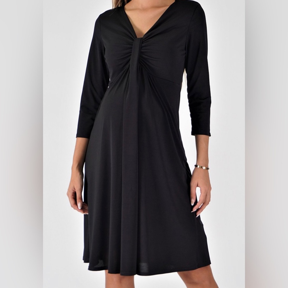 BELLA FLORE MATERNITY RUCHED EMPIRE WAIST DRESS: BLACK: NWOT:SIZE 1X